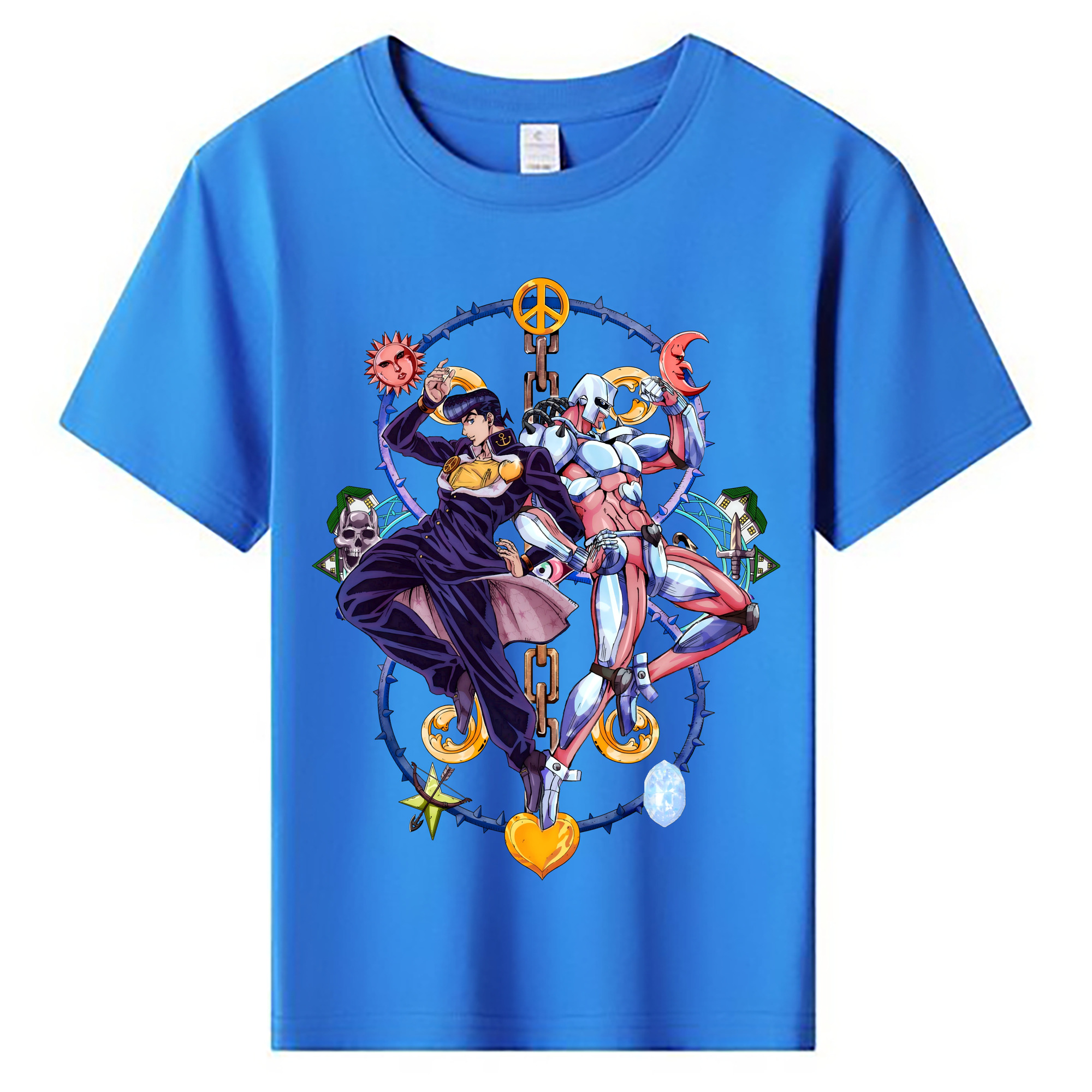 （画像用） ジョジョの奇妙な冒険 ひがしかた じょうすけ JoJo's Bizarre Adventure Higashikata Josuke 綿100％キッズTシャツ（フロントプリント）